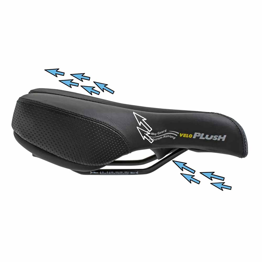 Sella Velo Plush Deep Channel Comfort con Ventilazione - 262x165 mm, Nero