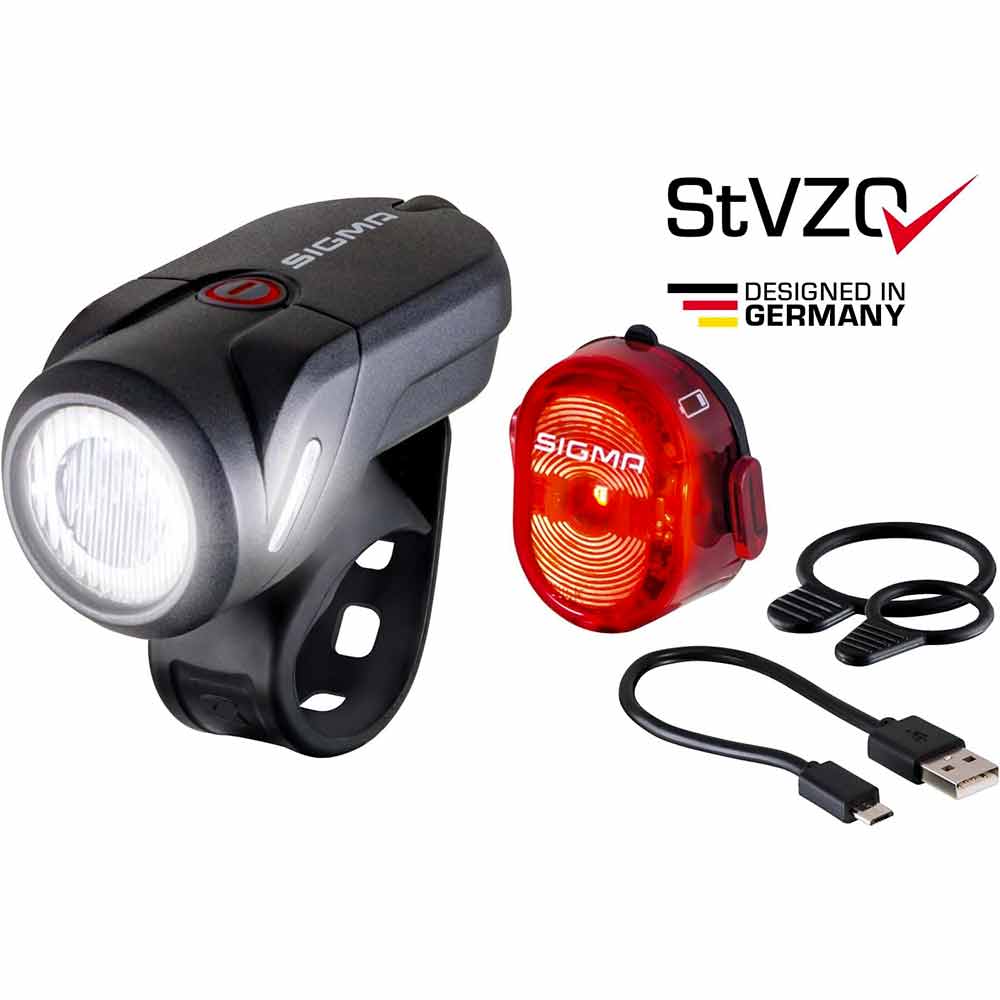 SIGMA SPORT AURA 35 e NUGGET - Set di fanali LED per bicicletta