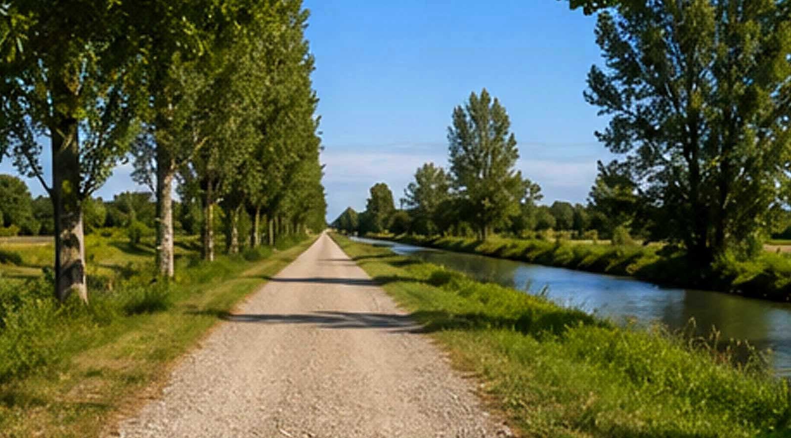 Percorso gravel lungo il Canale Vacchelli