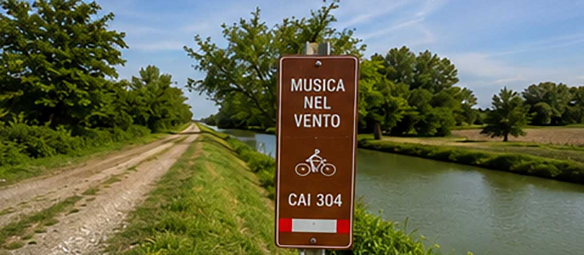 Segnaletica CAI 304 e Musica nel Vento lungo il Canale Vacchelli